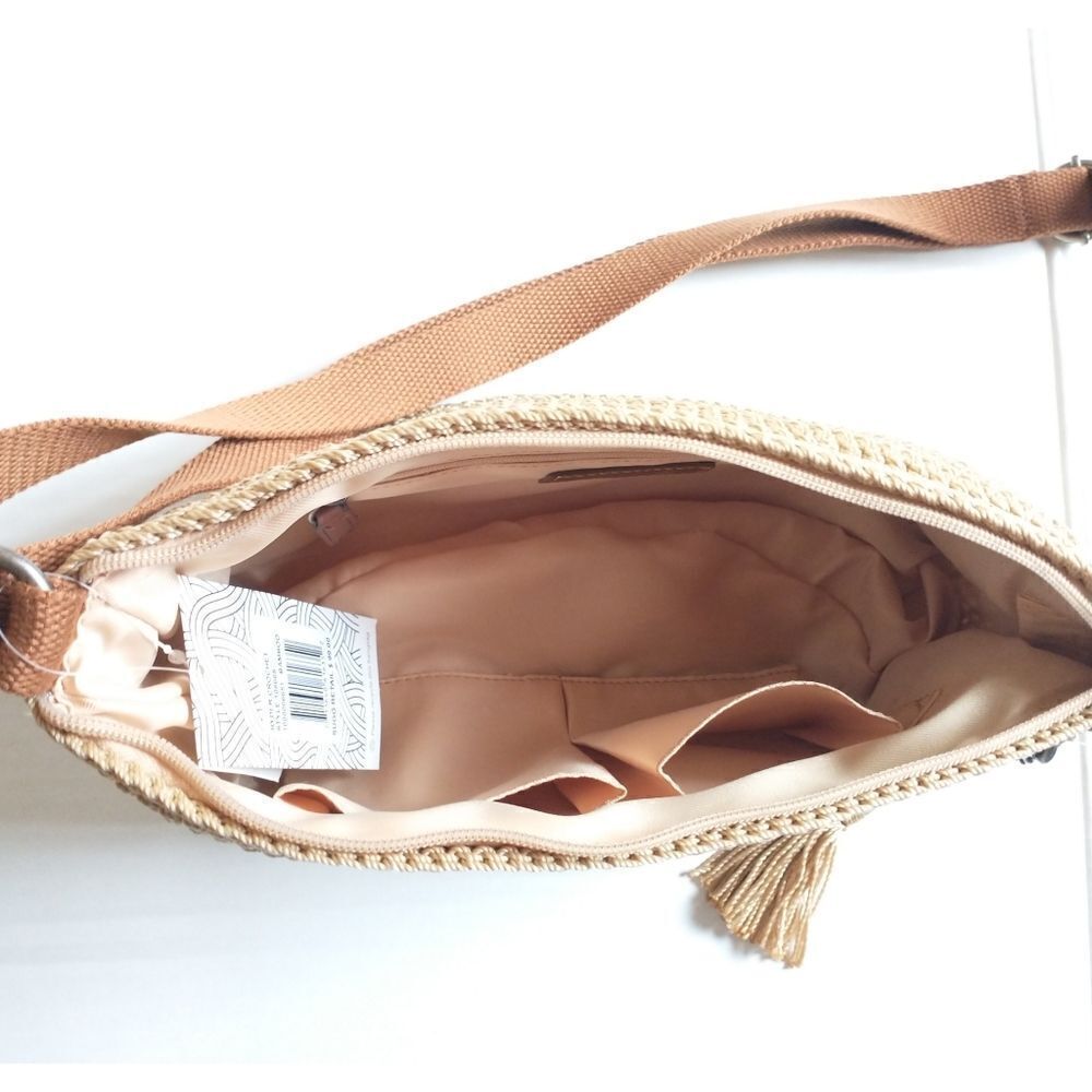 New! THE Sak Ryder Crochet Crescent Crossbody Bag Hobo Hand-Crocheted Bamboo Tan - Picture 8 of 8